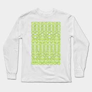 Ikat Lace in Lime Green on Grey Long Sleeve T-Shirt